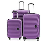 HAUPTSTADTKOFFER Mitte - Juego de 3 Maletas - Maleta de Mano 55 cm, Maleta Mediana 68 cm + Maleta de Viaje Grande 77 cm, Carcasa Rígida ABS, TSA, Berenjena