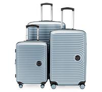 HAUPTSTADTKOFFER Mitte - Juego de 3 Maletas - Maleta de Mano 55 cm, Maleta Mediana 68 cm + Maleta de Viaje Grande 77 cm, Carcasa Rígida ABS, TSA, Piscina Azul