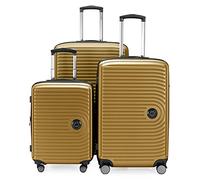 HAUPTSTADTKOFFER Mitte - Juego de 3 Maletas - Maleta de Mano 55 cm, Maleta Mediana 68 cm + Maleta de Viaje Grande 77 cm, Carcasa Rígida ABS, TSA, Oro de Otoño