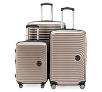 HAUPTSTADTKOFFER Mitte - Juego de 3 Maletas - Maleta de Mano 55 cm, Maleta Mediana 68 cm + Maleta de Viaje Grande 77 cm, Carcasa Rígida ABS, TSA, Champán