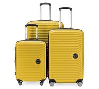 HAUPTSTADTKOFFER Mitte - juego de 3 maletas - maleta de mano 55 cm, maleta mediana 68 cm + maleta de viaje grande 77 cm, carcasa rígida ABS, TSA, Amarillo