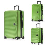 HAUPTSTADTKOFFER Mitte - Juego de 3 Maletas - Maleta de Mano 55 cm, Maleta Mediana 68 cm + Maleta Grande de Viaje 77 cm, Carcasa Rígida ABS, TSA - Verde Manzana