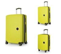 HAUPTSTADTKOFFER Mitte - Juego de 3 Maletas - Maleta de Mano 55 cm, Maleta Mediana 68 cm + Maleta Grande de Viaje 77 cm, Carcasa Rígida ABS, TSA - Limón