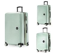 HAUPTSTADTKOFFER Mitte - Juego de 3 Maletas - Maleta de Mano 55 cm, Maleta Mediana 68 cm + Maleta Grande de Viaje 77 cm, Carcasa Rígida ABS, TSA - Menta