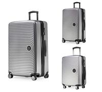 HAUPTSTADTKOFFER Mitte - Juego de 3 Maletas - Maleta de Mano 55 cm, Maleta Mediana 68 cm + Maleta Grande de Viaje 77 cm, Carcasa Rígida ABS, TSA - Plata