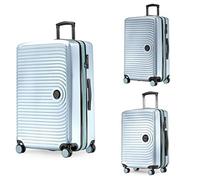 HAUPTSTADTKOFFER Mitte - Juego de 3 Maletas - Maleta de Mano 55 cm, Maleta Mediana 68 cm + Maleta Grande de Viaje 77 cm, Carcasa Rígida ABS, TSA - Piscina Azul