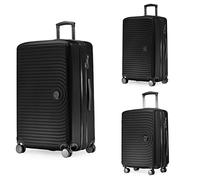 HAUPTSTADTKOFFER Mitte - Juego de 3 Maletas - Maleta de Mano 55 cm, Maleta Mediana 68 cm + Maleta Grande de Viaje 77 cm, Carcasa Rígida ABS, TSA - Negro
