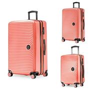 HAUPTSTADTKOFFER Mitte - Juego de 3 Maletas - Maleta de Mano 55 cm, Maleta Mediana 68 cm + Maleta Grande de Viaje 77 cm, Carcasa Rígida ABS, TSA - Corall