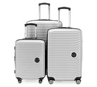 HAUPTSTADTKOFFER Mitte - Juego de Maletas 3 Piezas, Maleta Cabina 55 cm, Maleta Mediana 68 cm, Maleta Grande 77 cm, Maletas rígidas ABS, Cerradura TSA + Etiqueta Digital para Equipaje, Blanco Mate