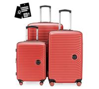 HAUPTSTADTKOFFER Mitte - Juego de Maletas 3 Piezas, Maleta Cabina 55 cm, Maleta Mediana 68 cm, Maleta Grande 77 cm, Maletas rígidas ABS, Cerradura TSA + Etiqueta Digital para Equipaje, Coral