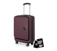 HAUPTSTADTKOFFER Mitte - Maleta Cabina Top Loader 55 x 40 x 20 cm, Equipaje de Mano avión, Cerradura TSA, 4 Ruedas, Maleta rígida, Trolley de Viaje + Etiqueta Digital para Equipaje, Borgoña