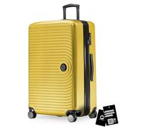 HAUPTSTADTKOFFER Mitte - Maleta Grande rígida 77 cm Extensible, Maleta para Bodega, Cerradura TSA, 4 Ruedas Dobles, Trolley de Viaje, 130 L + Etiqueta Digital para Equipaje, Amarillo