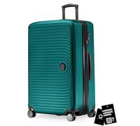 HAUPTSTADTKOFFER Mitte - Maleta Grande rígida 77 cm Extensible, Maleta para Bodega, Cerradura TSA, 4 Ruedas Dobles, Trolley de Viaje, 130 L + Etiqueta Digital para Equipaje, Turquesa