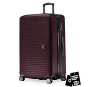 HAUPTSTADTKOFFER Mitte - Maleta Grande rígida 77 cm Extensible, Maleta para Bodega, Cerradura TSA, 4 Ruedas Dobles, Trolley de Viaje, 130 L + Etiqueta Digital para Equipaje, Borgoña