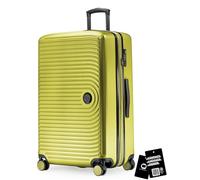 HAUPTSTADTKOFFER Mitte - Maleta Grande rígida 77 cm Extensible, Maleta para Bodega, Cerradura TSA, 4 Ruedas Dobles, Trolley de Viaje, 130 L + Etiqueta Digital para Equipaje, Helecho