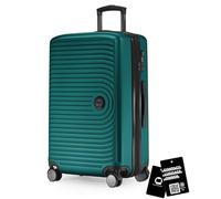 HAUPTSTADTKOFFER Mitte - Maleta Mediana rígida 68 cm Extensible, Maleta para Bodega, Cerradura TSA, 4 Ruedas Dobles, Trolley de Viaje, 88 L + Etiqueta Digital para Equipaje, Turquesa