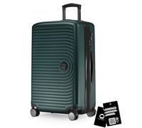 HAUPTSTADTKOFFER Mitte - Maleta Mediana rígida 68 cm Extensible, Maleta para Bodega, Cerradura TSA, 4 Ruedas Dobles, Trolley de Viaje, 88 L + Etiqueta Digital para Equipaje, Verde Bosque