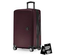 HAUPTSTADTKOFFER Mitte - Maleta Mediana rígida 68 cm Extensible, Maleta para Bodega, Cerradura TSA, 4 Ruedas Dobles, Trolley de Viaje, 88 L + Etiqueta Digital para Equipaje, Borgoña