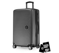 HAUPTSTADTKOFFER Mitte - Maleta Mediana rígida 68 cm Extensible, Maleta para Bodega, Cerradura TSA, 4 Ruedas Dobles, Trolley de Viaje, 88 L + Etiqueta Digital para Equipaje, Grafito