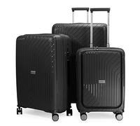HAUPTSTADTKOFFER TXL - Set de 3 Maletas, TSA, Set de trolleys, 4 Ruedas, Maleta con Ruedas, Extra Ligeras, Maletas de Viaje, (S+Compartimento para Laptop, M & L), Negro