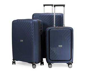 HAUPTSTADTKOFFER TXL - Set de 3 Maletas, TSA, Set de trolleys, 4 Ruedas, Maleta con Ruedas, Extra Ligeras, Maletas de Viaje, (S+Compartimento para Laptop, M & L), Azul Oscuro