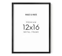 HAUS AND HUES Marco negro de 12 x 16 - Marco de metal negro de 12 x 16, marco negro fino, marco para póster de 12 x 16, marco de fotos de 16 x 12, marco de póster de metal (marco de aluminio negro)