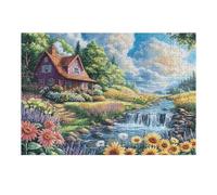 Haus Bach Wald Wilde Natur Ländlich Landschaft Puzzle 300 Piezas para Adultos Divertido Desafiante Y Relajante Familia Amigos Y Hobby 300 PCS（40x28cm）