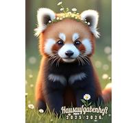 Hausaufgabenheft 2025/2026 Süß Roter Panda für Schüler: Dein Schülerkalender für Grundschule und Gymnasium, Schulplaner für Mädchen und Jungen, Hausaufgabenplaner DIN A5 mit Datum