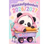 Hausaufgabenheft 2026/2027 für faule Mädchen in der Grundschule | DIN A5, mit Datum: Schülerkalender für die 1. bis 4. Klasse - Schulplaner mit ... und Notenübersicht | Panda-Motiv Nr. 02