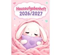 Hausaufgabenheft 2026/2027 für faule Mädchen in der Grundschule | DIN A5, mit Datum: Schülerkalender für die 1. bis 4. Klasse - Schulplaner mit ... und Notenübersicht | Hase-Motiv Nr. 02