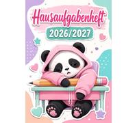 Hausaufgabenheft 2026/2027 für faule Mädchen in der Grundschule | DIN A5, mit Datum: Schülerkalender für die 1. bis 4. Klasse - Schulplaner mit ... und Notenübersicht | Panda-Motiv Nr. 01