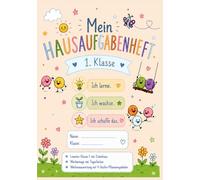 Hausaufgabenheft Grundschule Klasse 1 mit Lineatur 1. Klasse und Haus in DIN A5, helles orange: Sehr praktisches HA-Heft mit der Lineatur für Klasse 1 mit Wochenziel und 4-Stufen-Pflanzensymbolen