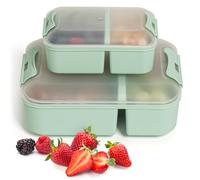 Hausfelder Fiambrera con compartimentos, juego de 2 unidades, color verde claro, sin BPA