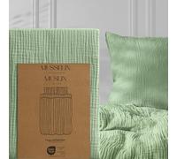 Hausfelder Ropa de cama de muselina, funda nórdica de 155 x 220 cm de algodón transpirable, manta con certificado Öko-Tex, ropa de cama suave de muselina, 155 x 220 cm