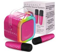 HAUSHALT Máquina de karaoke para adultos, niños y adolescentes con 2 micrófonos inalámbricos, regalo de cumpleaños para niñas de 8 a 12 años, juguetes para edades de 5 a 7 años, pequeño altavoz