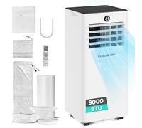HAUSHOF Aire Acondicionado Portátil 9000 BTU, Climatizador 4 en 1, Silencioso 55 dB, Bajo Consumo, Deshumidificador, Mando a Distancia, Temporizador 24H, para 20-30 m²