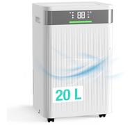 HAUSHOF Deshumidificador Eléctrico 20 L/Día, 41 dB Silencioso con Iones Negativos, Depósito 4,5 L y Pantalla LED, 3 Modos, Portátil para Dormitorios, Salón y Sótano (30 m²)