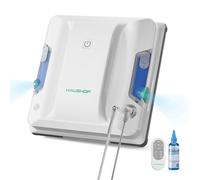 HAUSHOF Robot Limpiacristales Eléctrico 3800 Pa, Robot Limpia Cristales Ventanas con Sistema de Pulverización Bidireccional, Navegación Inteligente, Seguridad Anticaídas, Mando, Sin Zonas Muertas