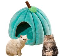 Hausio Casa de gato de calabaza, cueva para gatos domésticos, bonita forma de calabaza, cueva para perros, casa para gatos interior, tienda de campaña para gatos con cojín extraíble, casa para