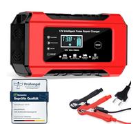 HAUSPROFI - Cargador de batería de coche (12 V, 6 A, con función de reparación y modo de invierno, cargador de mantenimiento para coche, moto, AGM, batería de gel)