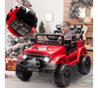 HAUSPROFI Coche eléctrico para niños de 12 V, todoterreno, diversión de conducción realista, máxima seguridad, con arnés de 3 puntos, mando a distancia de 2,4 G, paquete de luz LED y Bluetooth a