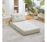 HAUSPROFI Sofá cama 2 en 1 plegable con cojín, sofá cama modular sin boneless con marco de metal, compartimento de almacenamiento en el reposabrazos, no requiere montaje (beis, 180 x 79 x 18 cm)