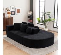 HAUSPROFI Sofá de 5 plazas, moderno sofá modular con sofá de nubes segmentado, sofá sin boneless con cojín, no requiere montaje para sala de estar, dormitorio (negro)