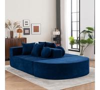 HAUSPROFI Sofá de 5 plazas, moderno sofá modular con sofá de nubes segmentado, sofá sin boneless con cojín, no requiere montaje para salón, dormitorio (azul)