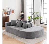 HAUSPROFI Sofá de 5 plazas, moderno sofá modular con sofá de nubes segmentado, sofá sin boneless con cojín, no requiere montaje para salón, dormitorio (gris)