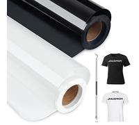 HAUSPROFI Vinilo Textil Termoadhesivo para Cricut Maker, 30.5CM*400CM Papel Transfer Fácil de Cortar para la Camiseta, Flexible, Fuerte Adherencia, con Ganchillo, Blanco + Negro