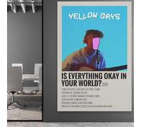 HAUSRENWRHHT Póster de Yellow Days Album Is Everything Okay In Your World - Póster decorativo para pared, lienzo estético, vintage, pintura decorativa para sala de estar, dormitorio, 50 x 75 cm