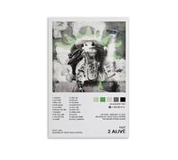 HAUSRENWRHHT Yeat Album 2 Alive Tracklist Poster Wall Art Canvas Cover Estético Vintage Póster decorativo para sala de estar, dormitorio, 60 x 90 cm, estilo sin marco