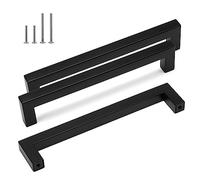 HauSun Tiradores para muebles de 160 mm, 15 unidades, color negro, de acero inoxidable, con tornillos, tiradores de puerta, tiradores de cocina, para cajones, muebles, cocina y decoración del hogar