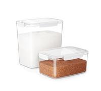 HAUSVIVO Contenedores Herméticos de Alimentos Juego de 2 (6L & 10L) - Cajas de Almacenamiento Transparentes con Tapa, sin BPA, ideales para harina, arroz, cereales, snacks y pienso para mascotas